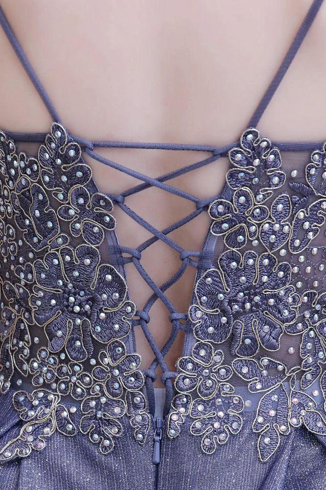 Glamous Spaghetti Ombre Purple Sparkly A-line Party Dress - Image 6