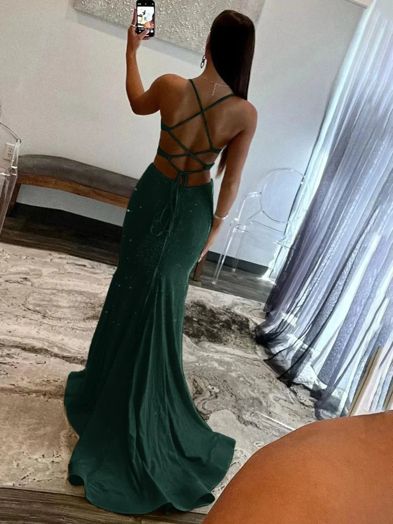 Glint | Sparkly Mermaid V Neck Yellow Sequins Long Prom Dresses - Image 13