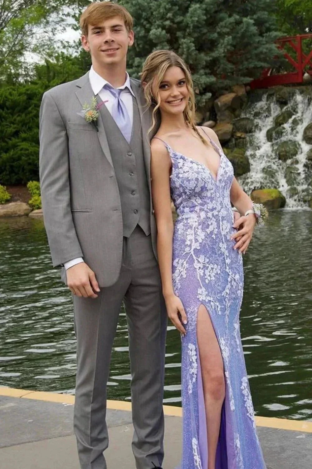 Ainhoa | Glitter Blue Mermaid Lace Long Prom Dress with Slit - Image 6