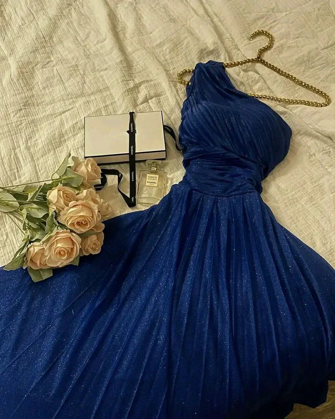 Glitter Blue One Shoulder Prom Dress Blue Evening Dress Y4635 - Image 2