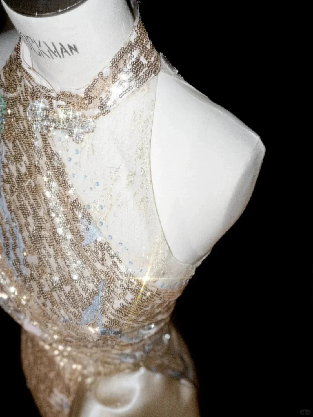 Glitter Champagne Gold Sequin Sheath Prom Dress Halter Long Evening Dress Y8653 - Image 4