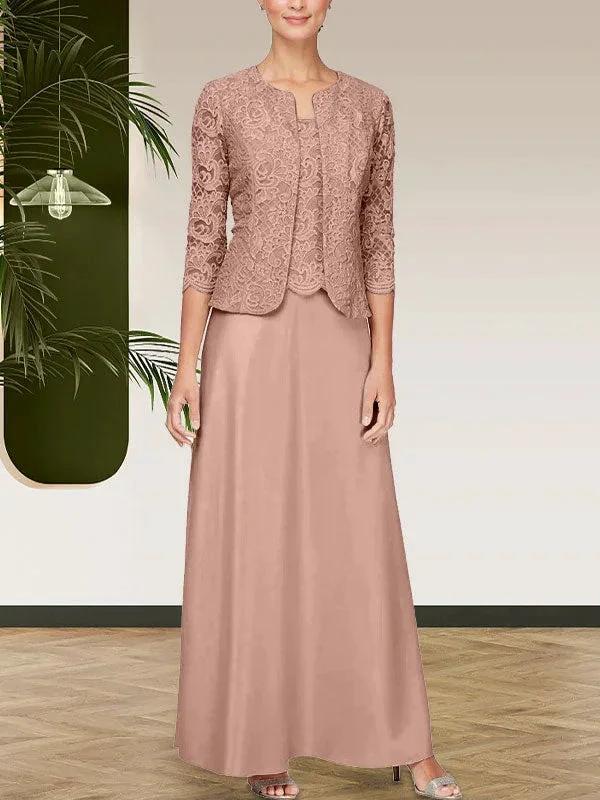 Glitter Lace & Satin Skirt Jacket Dress with Open Jacket - Image 12
