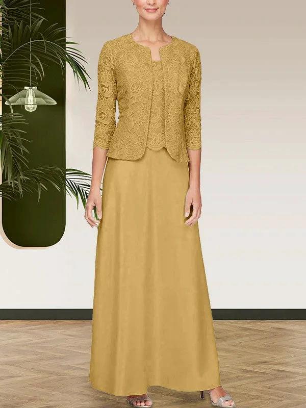 Glitter Lace & Satin Skirt Jacket Dress with Open Jacket - Image 13