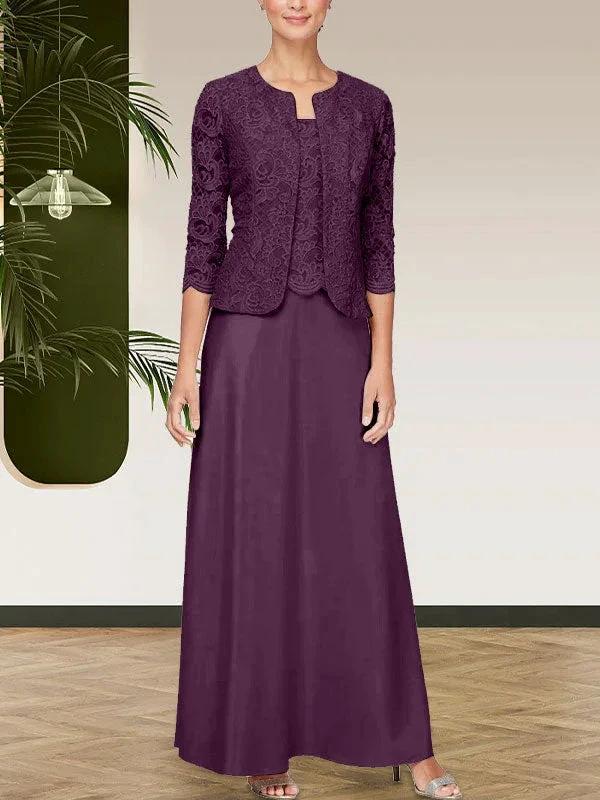 Glitter Lace & Satin Skirt Jacket Dress with Open Jacket - Image 14