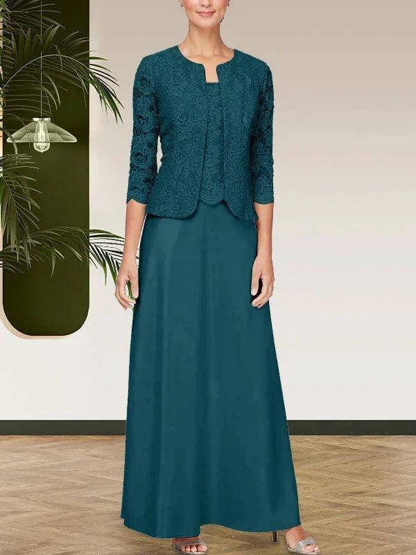 Glitter Lace & Satin Skirt Jacket Dress with Open Jacket - Image 24