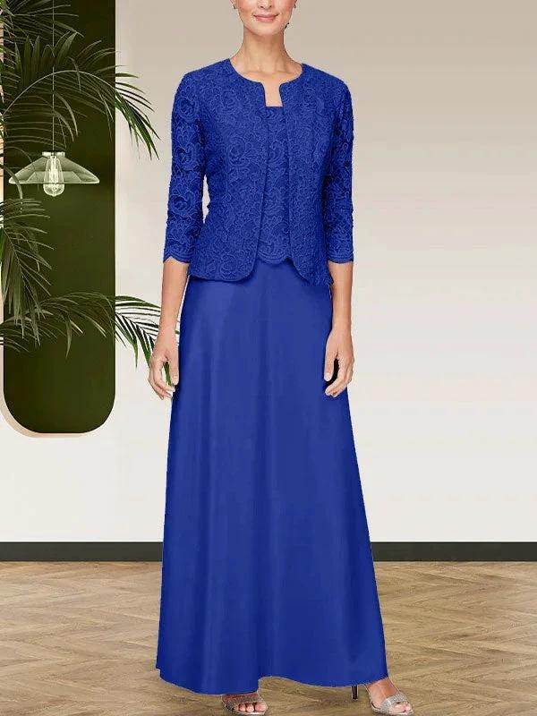 Glitter Lace & Satin Skirt Jacket Dress with Open Jacket - Image 28