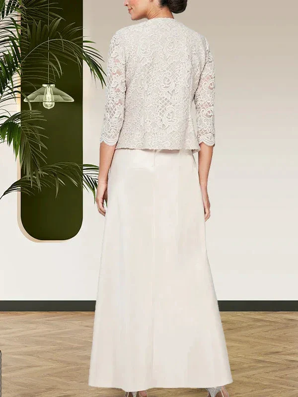 Glitter Lace & Satin Skirt Jacket Dress with Open Jacket - Image 3