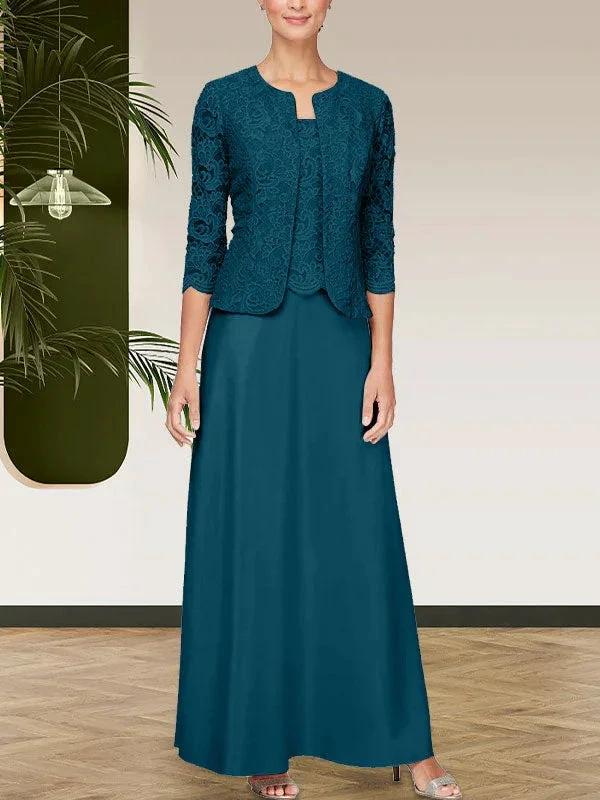 Glitter Lace & Satin Skirt Jacket Dress with Open Jacket - Image 30