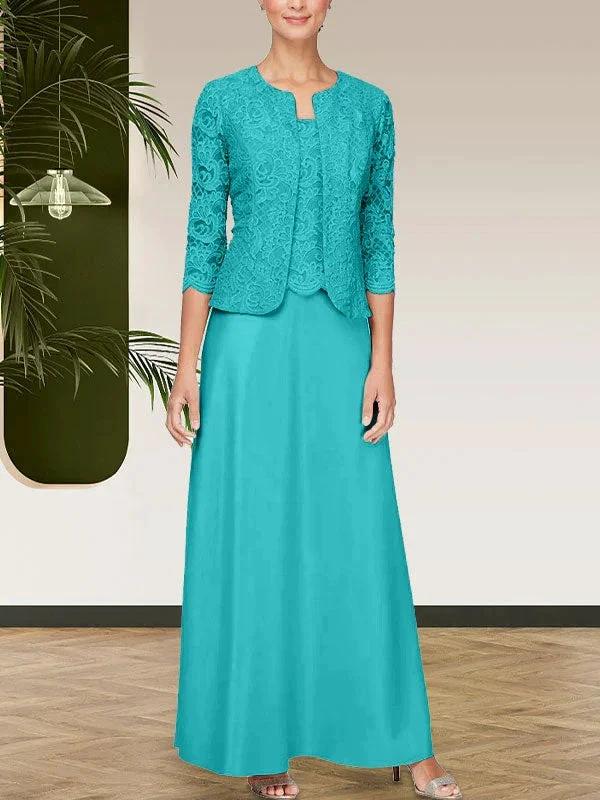 Glitter Lace & Satin Skirt Jacket Dress with Open Jacket - Image 31