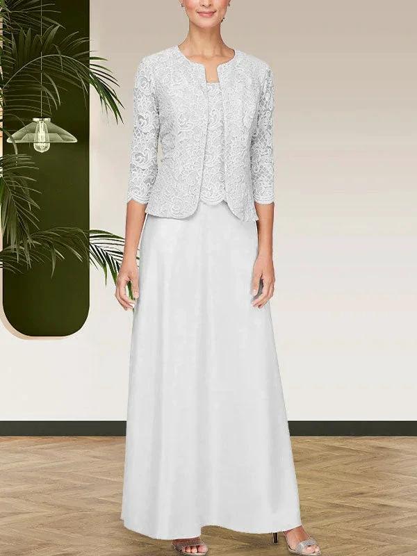 Glitter Lace & Satin Skirt Jacket Dress with Open Jacket - Image 32
