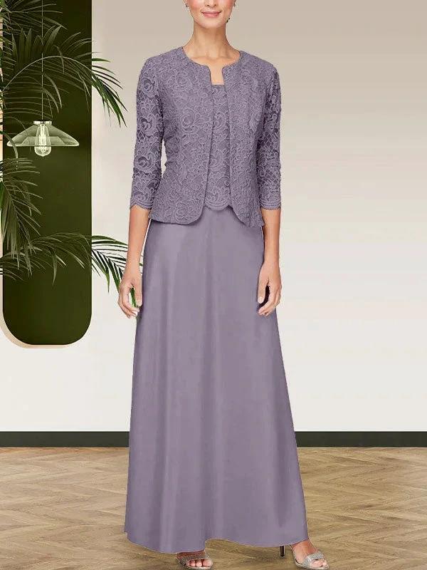 Glitter Lace & Satin Skirt Jacket Dress with Open Jacket - Image 34