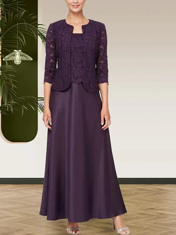 Glitter Lace & Satin Skirt Jacket Dress with Open Jacket - Image 5