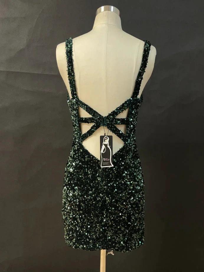 Glitter Lavender Sequined Homecoming Dress SYH28 - Image 3
