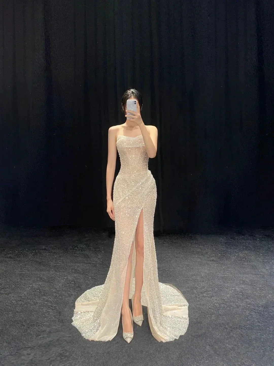 Glitter Mermaid Long Evening Dress with Split  Y2931 - Image 2