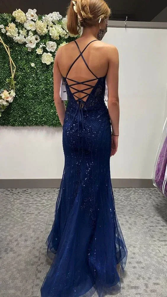Glitter Mermaid Prom Dress With Lace-up Back Sparkly Evening Dress Y5223 - Image 2