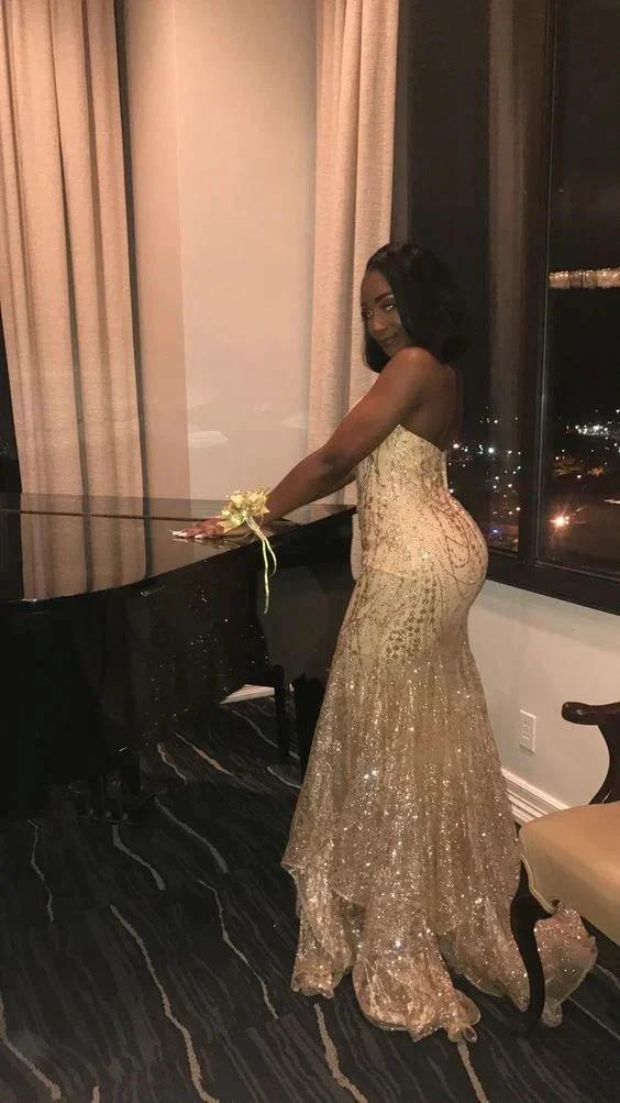 Glitter Mermaid Sleeveless Evening Dress,Stunning Evening Gown For Black Girls Y1175 - Image 2