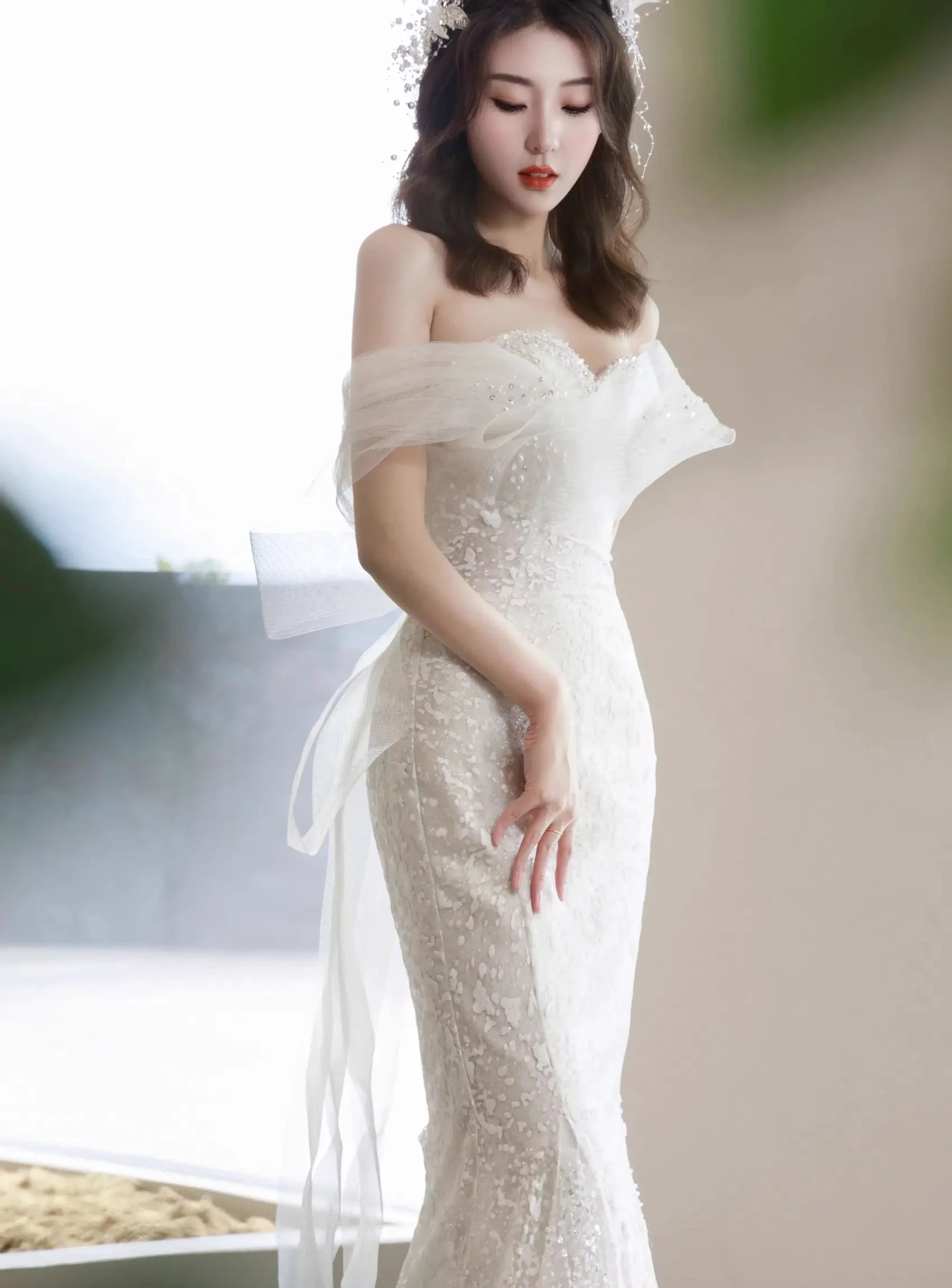 Glitter Mermaid Wedding Dress,Chic Bridal Dress ,Y2415 - Image 3