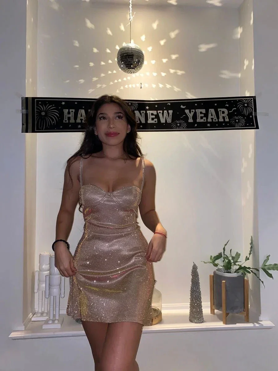 Glitter Mini Homecoming Dress Cocktail Dress Night Party Dress Y4425 - Image 2