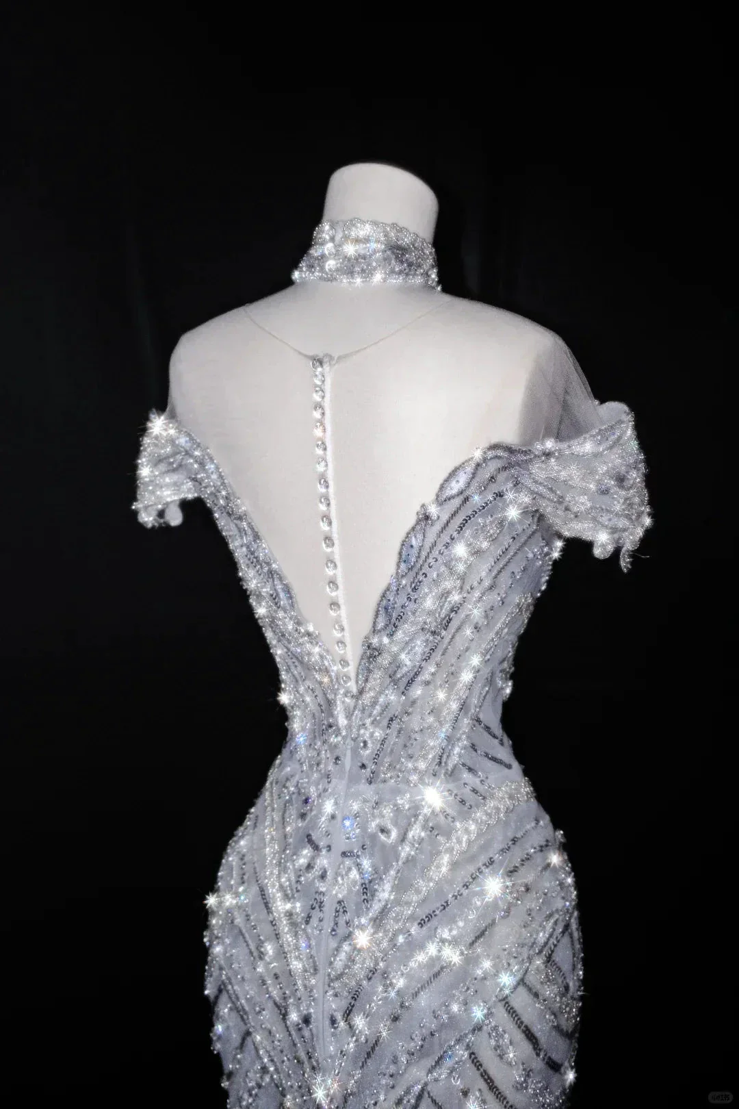 Glitter Off The SHoulder Tulle Sequin Beaded Evening Dress,Mermaid Prom Dress Wedding Dress Y8685 - Image 3