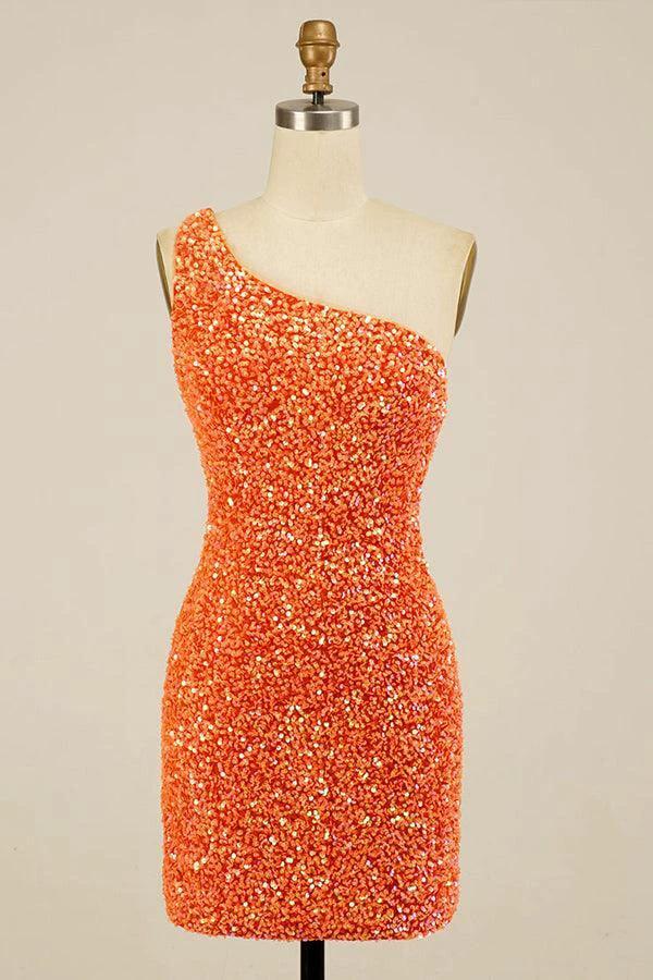 Glitter One-Shoulder Hot Pink Homecoming Dress With Sequins PD462 - Image 5