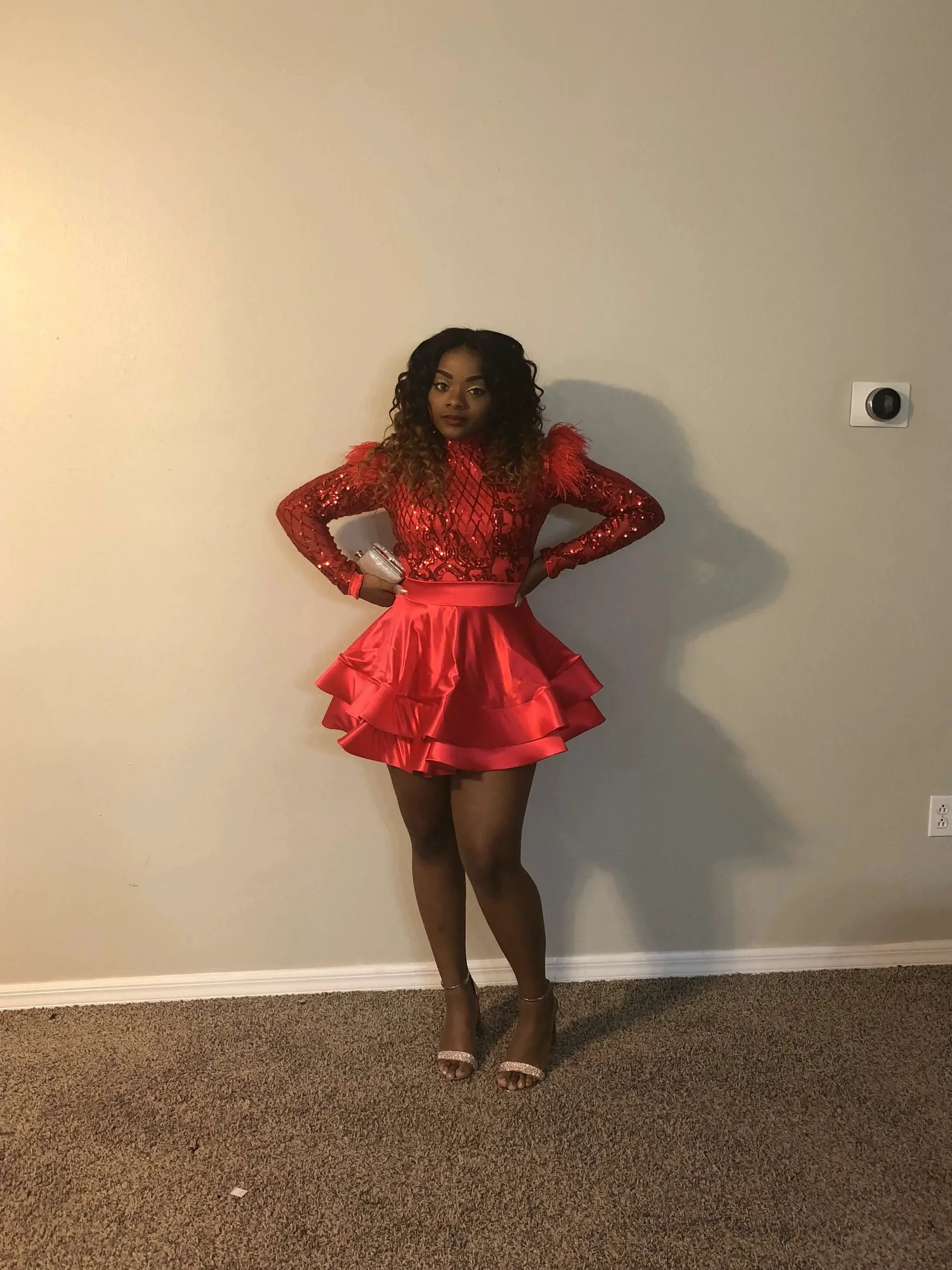 Glitter Red A-line Homecoming Dress Party Dress Y4051 - Image 2