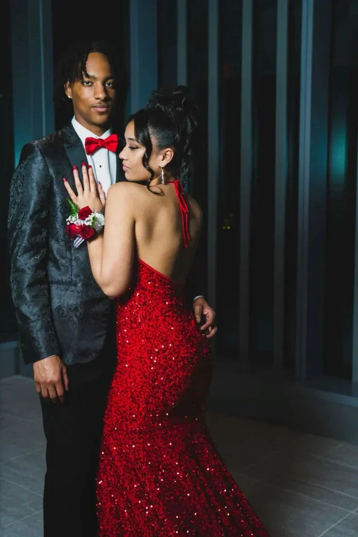 Glitter Red Sequins Mermaid Evening Dress With Train  Y5567 - Image 4