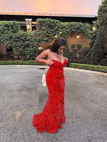 Glitter Royal Blue Mermaid Prom Dress Royal Blue Evening Dress Y5629 - Image 5