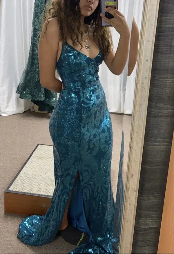 Glitter Sequin Mermaid Prom Dress Long Backless Evening Dress Y7906 - Image 3