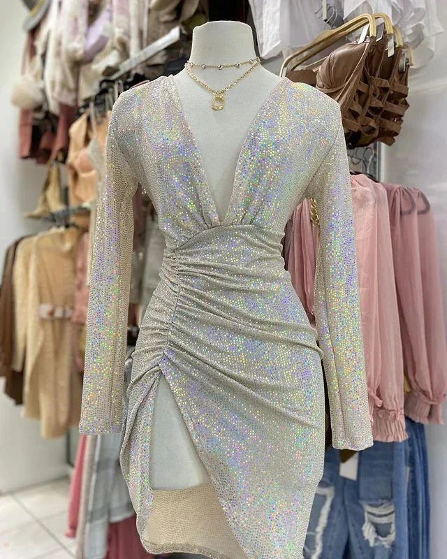 Glitter Sequins Homecoming Dress Sexy Party Dress Y2592 - Image 2