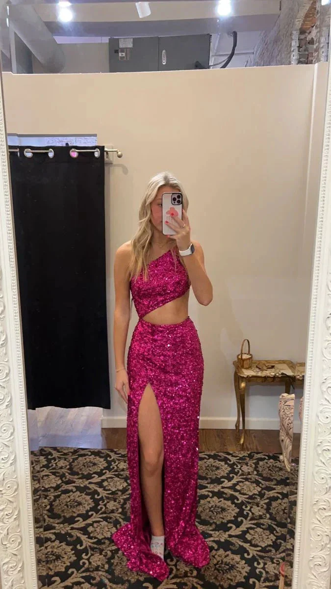 Glitter Sequins Long Prom Dress with Split,Evening Gown Y2942 - Image 2