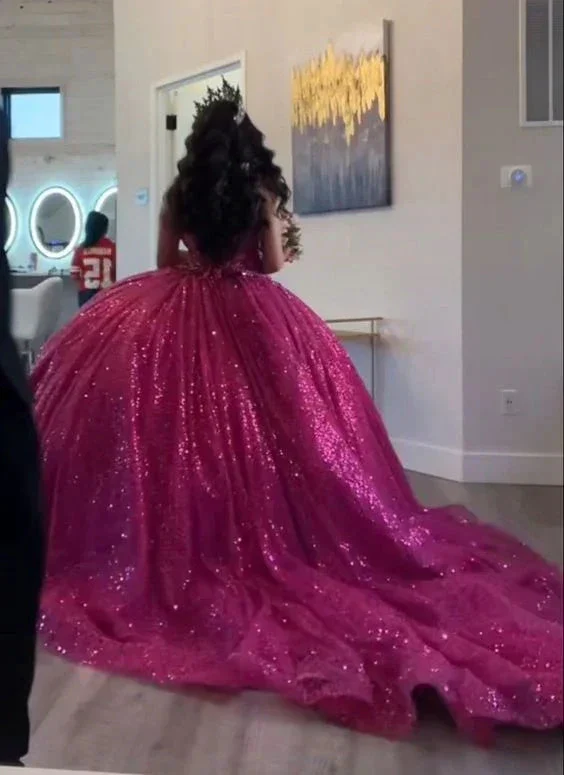 Glitter Sleeveless Quinceanera Dress Ball Gown,Sweet 16 Dress Y7405 - Image 2