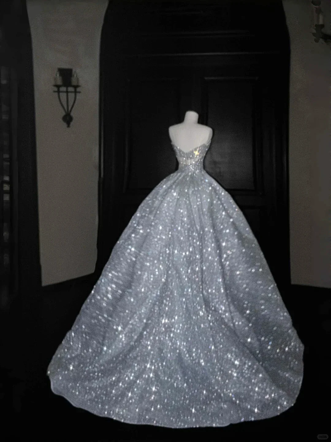 Glitter Strapless Blue Tulle Sequins A Line Prom Dress Evening Dress,Formal Wedding Dress Y8676 - Image 2