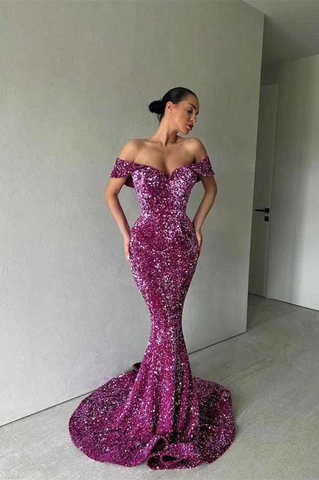 Glittering Sequins Sweetheart Off-the-shoulder Mermaid Prom Dresses - Image 3