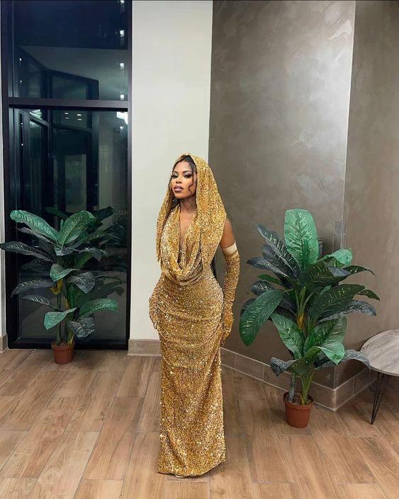Gold Mermaid Sequins Evening Dresses Sparkly Prom Dress Y1691 - Image 2
