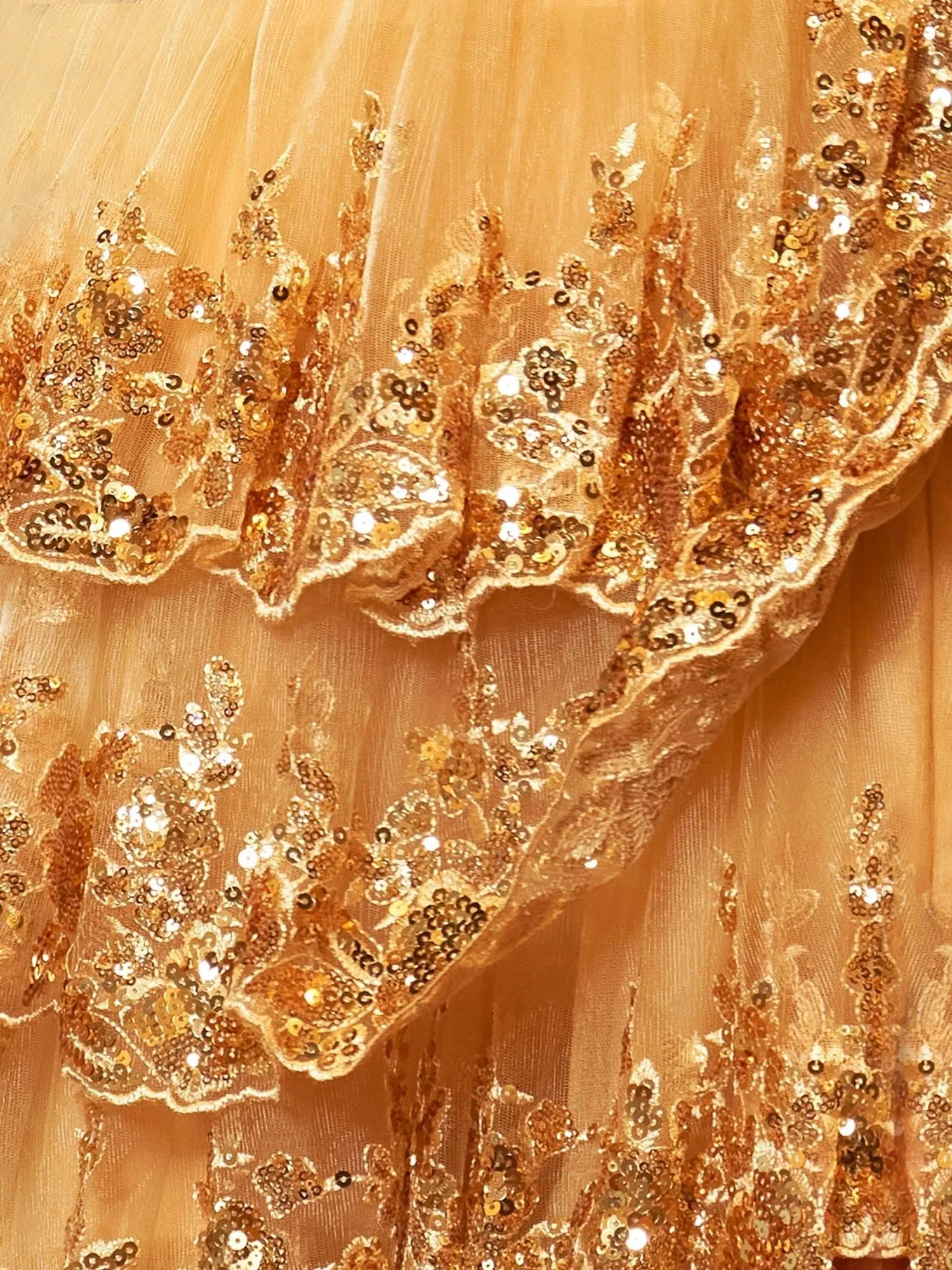 Gold Princess A Line Off the Shoulder Corset Prom Dress with Lace Ruffles - Image 6