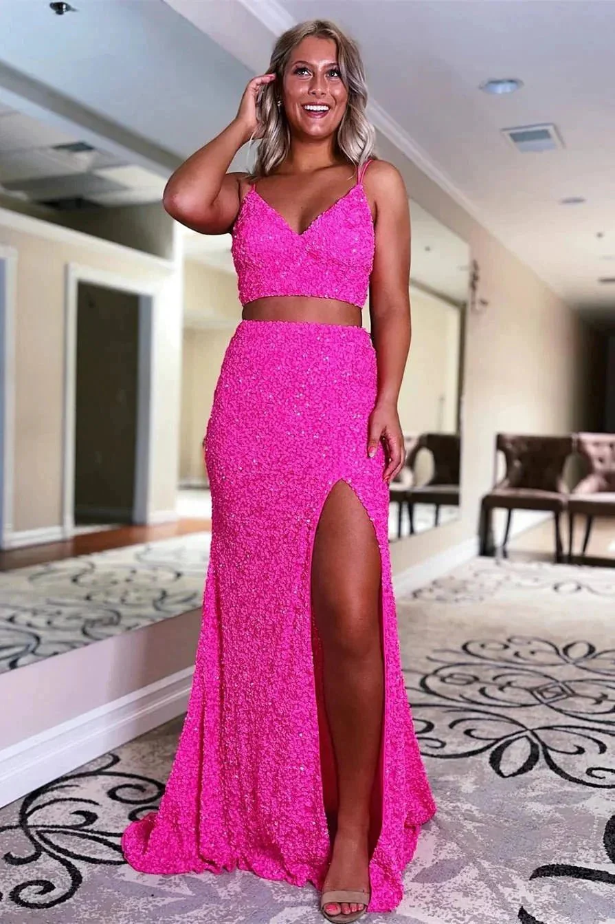 Yellow Prom Dress Two-Pieces Sequin Prom Dresses  SYP94 - Image 4