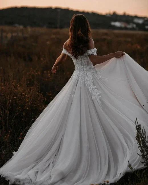Gorgeous A-line Off-the-shoulder Wedding Dresses with Lace - Image 2