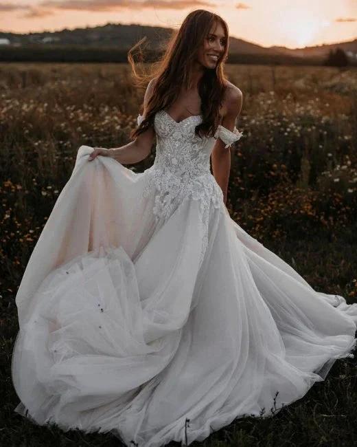 Gorgeous A-line Off-the-shoulder Wedding Dresses with Lace - Image 3