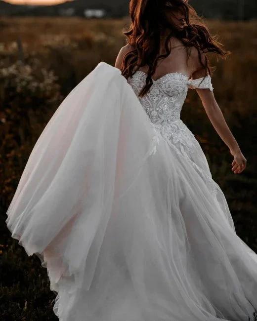 Gorgeous A-line Off-the-shoulder Wedding Dresses with Lace - Image 4