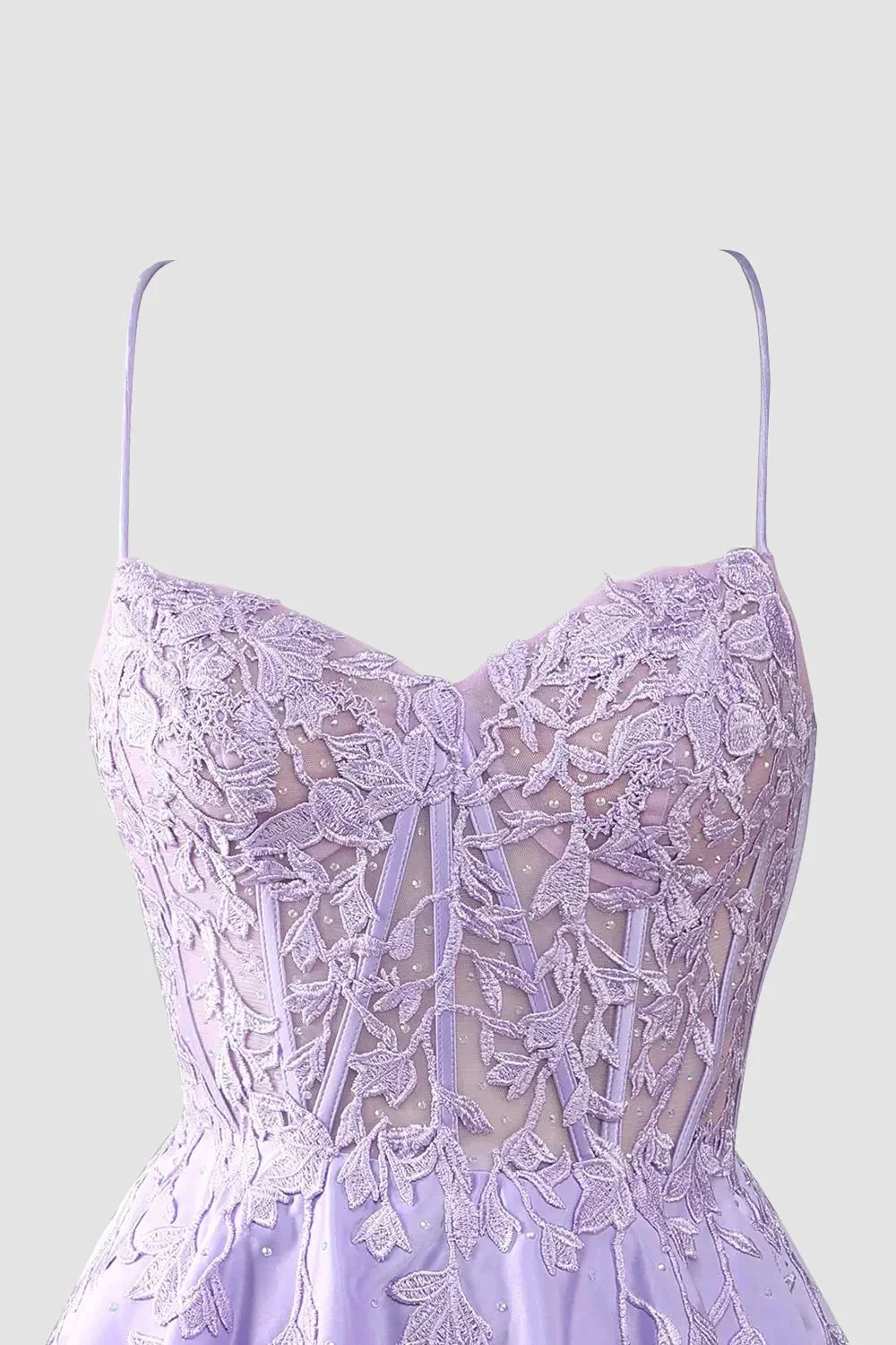 Gorgeous A Line Spaghetti Straps Royal Blue Corset Homecoming Dress with Appliques - Image 5