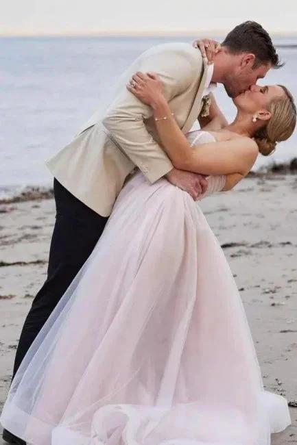 Gorgeous A-Line Tulle Sweetheart Sleeveless White Wedding Dress - Image 3