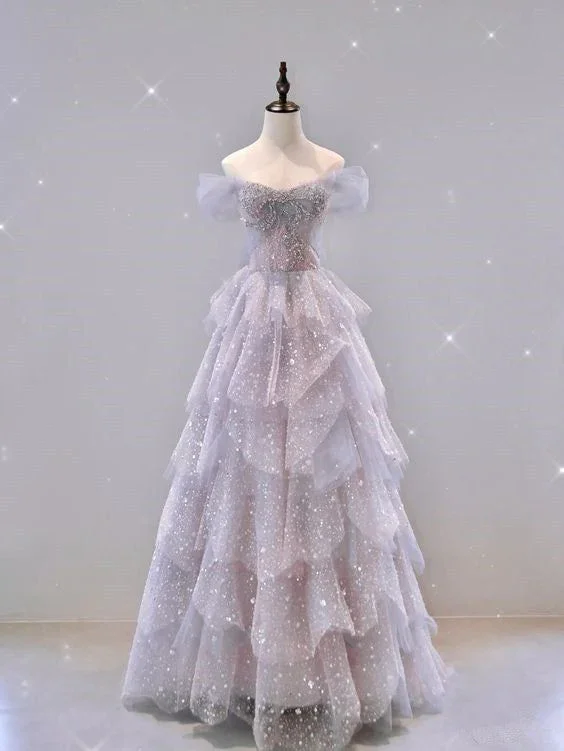 Gorgeous Ball Gown Off The Shoulder Tulle Prom Dress Evening Dress Y7580 - Image 2