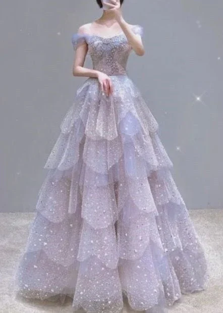 Gorgeous Ball Gown Off The Shoulder Tulle Prom Dress Evening Dress Y7580 - Image 3