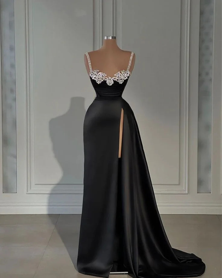 Gorgeous Black Straps Sweetheart Sheath Evening Dress Y6666 - Image 2