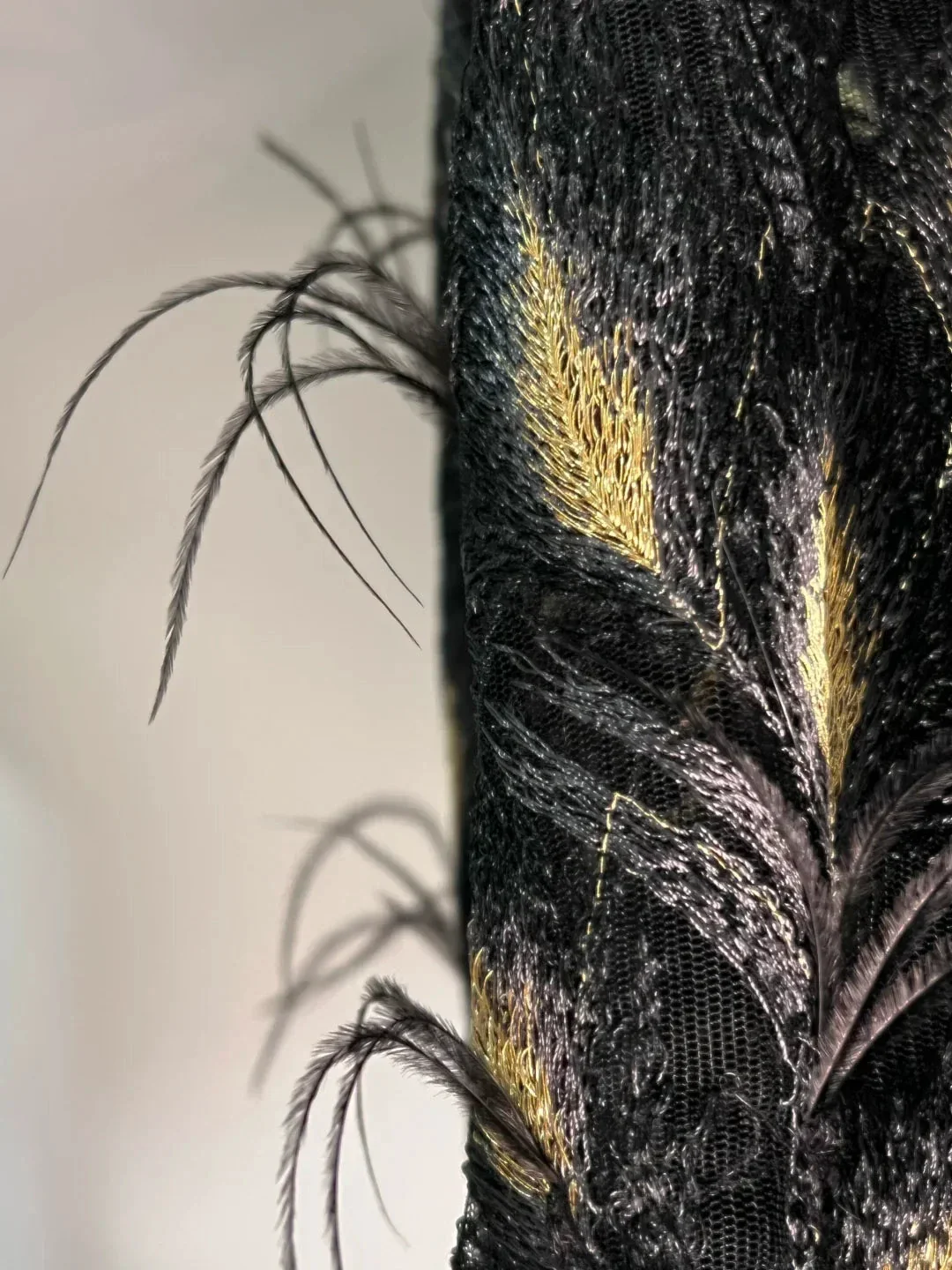 Gorgeous Black Tulle Gold Silk Feathers A Line Prom Dress Formal Evening Dress Y8652 - Image 6