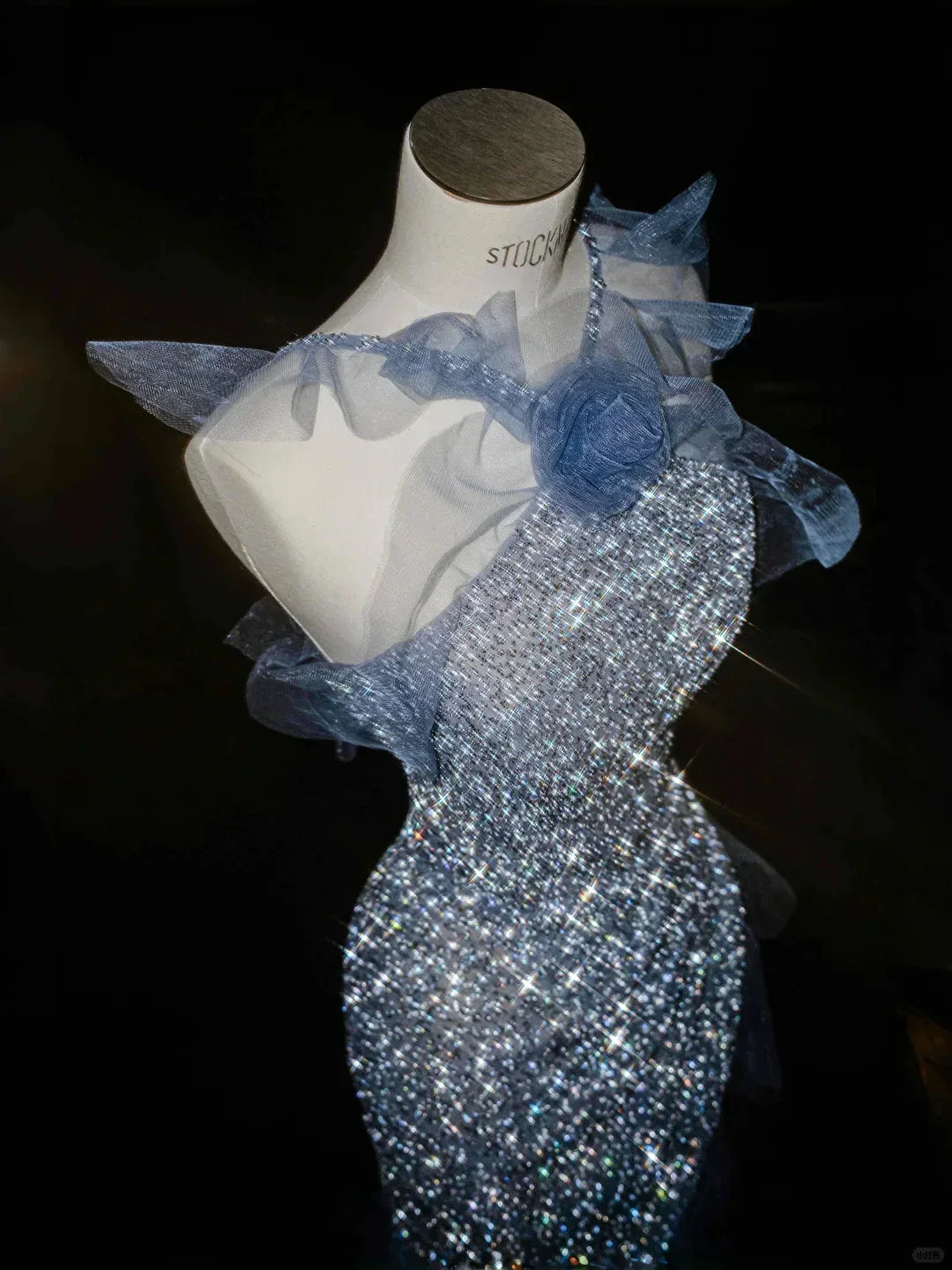 Gorgeous Blue Tulle Sequins Beaded Ruffles Mermaid Prom Dress,Formal Evening Dress Wedding Dress Y8671 - Image 2