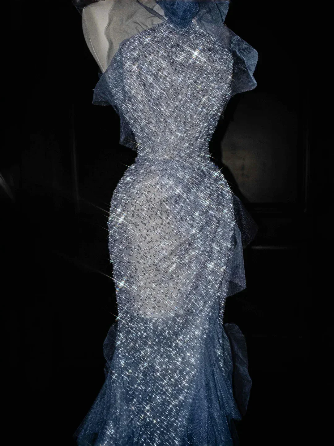 Gorgeous Blue Tulle Sequins Beaded Ruffles Mermaid Prom Dress,Formal Evening Dress Wedding Dress Y8671 - Image 3