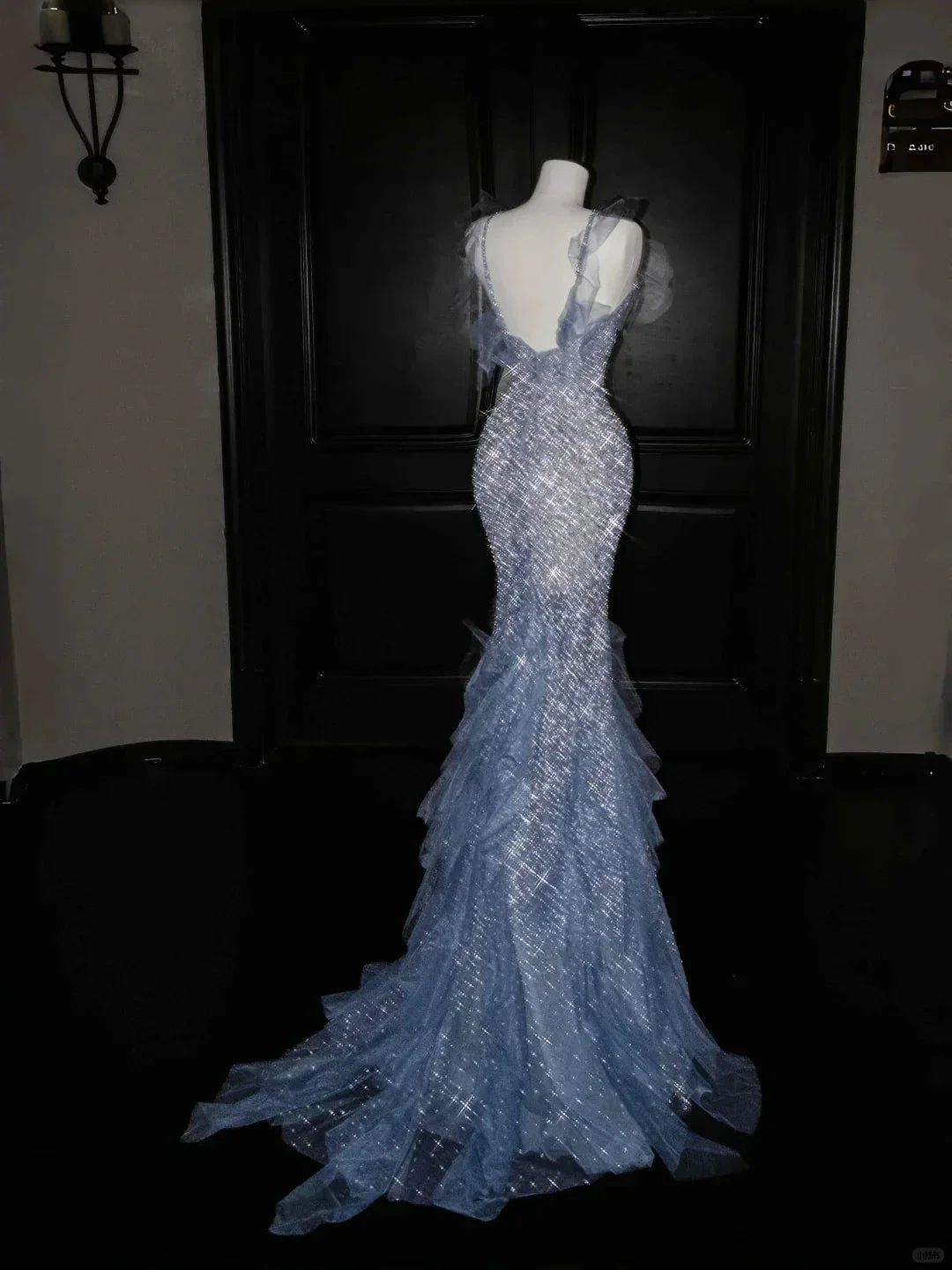 Gorgeous Blue Tulle Sequins Beaded Ruffles Mermaid Prom Dress,Formal Evening Dress Wedding Dress Y8671 - Image 5