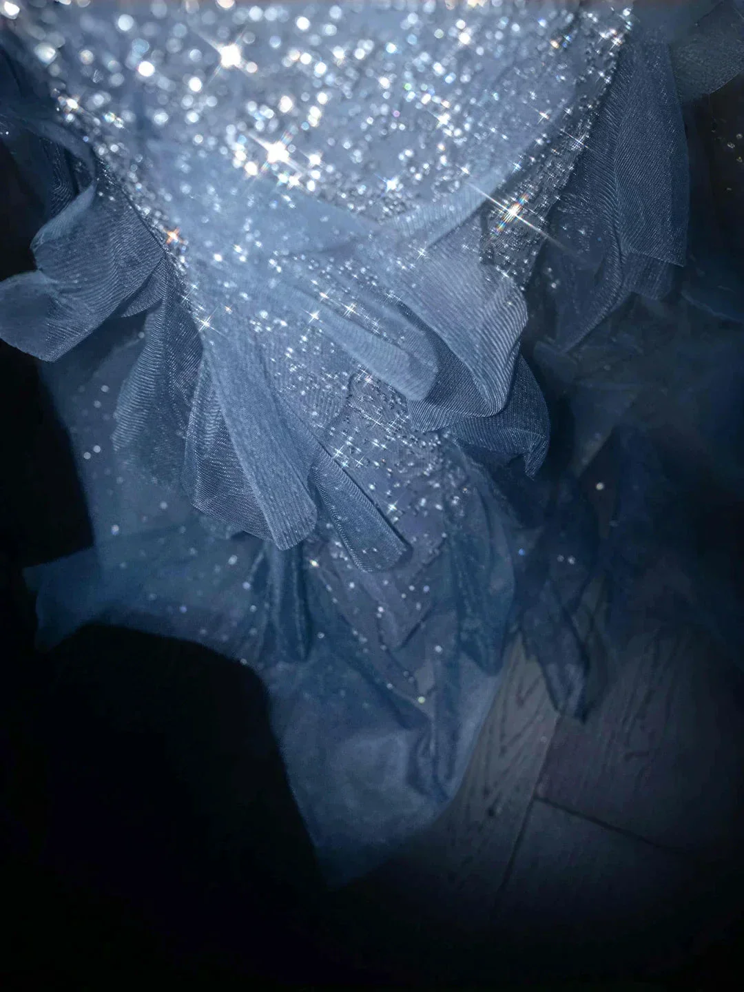 Gorgeous Blue Tulle Sequins Beaded Ruffles Mermaid Prom Dress,Formal Evening Dress Wedding Dress Y8671 - Image 6