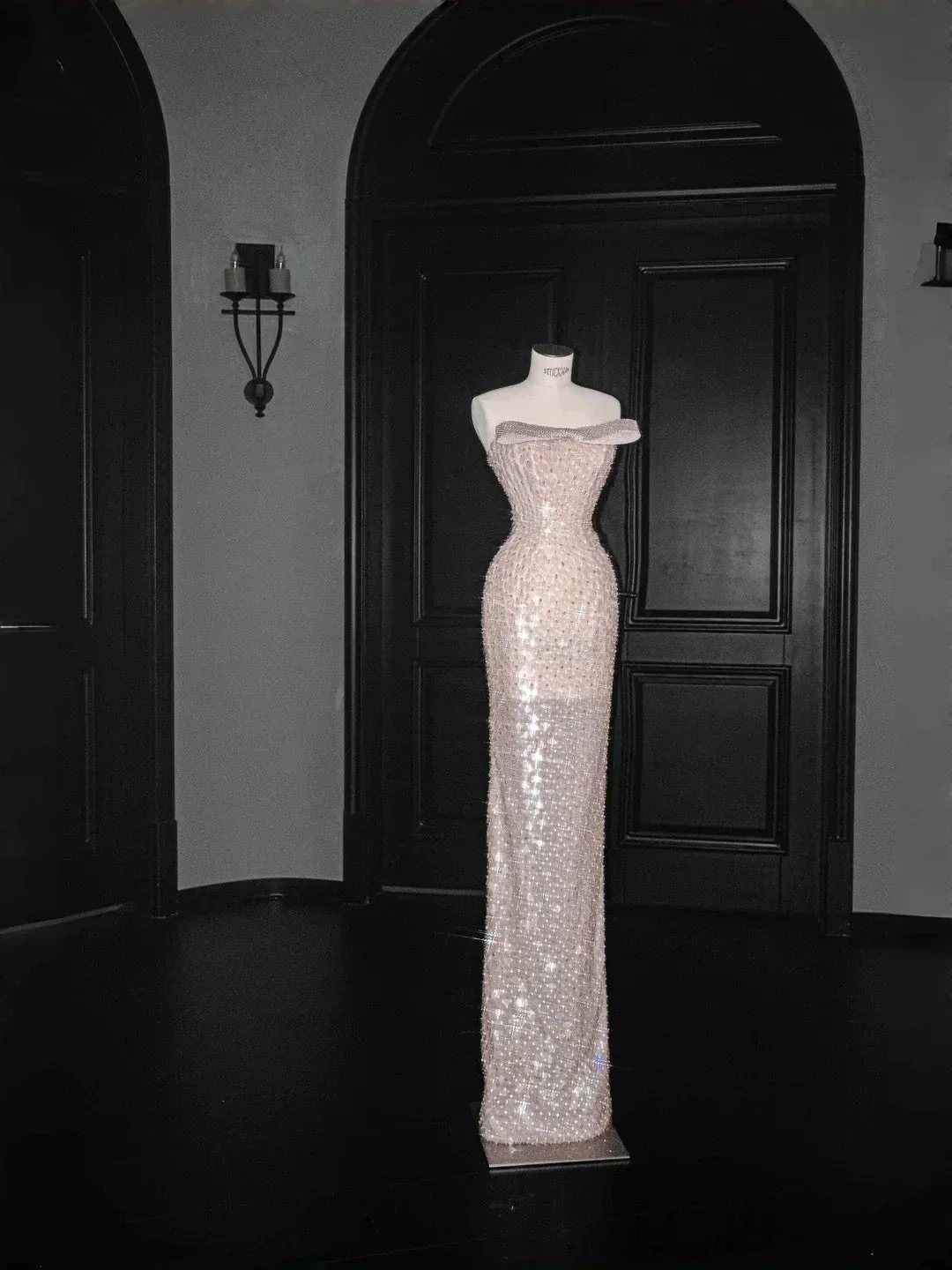 Gorgeous Champagne Tulle Sequins Beaded Sheath Long Prom Dress Evening Dress Y8658 - Image 4